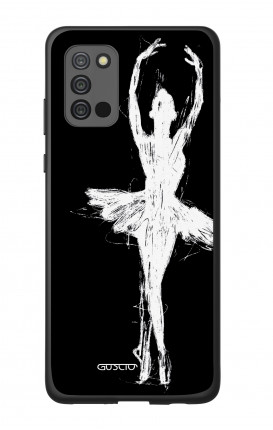 Cover Bicomponente Samsung A02s - Ballerina su nero