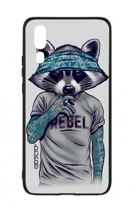 Huawei P20 WHT Two-Component Cover - Raccoon with bandana