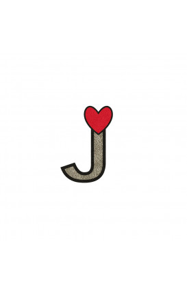 Sticker Initial PU leather HEART - Initials_J