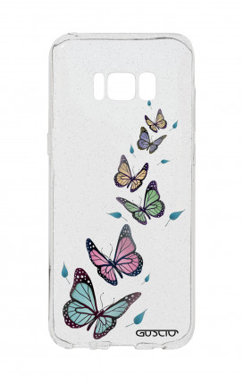 Cover Glitter Soft Samsung S8 - Farfalle e foglie trasparente